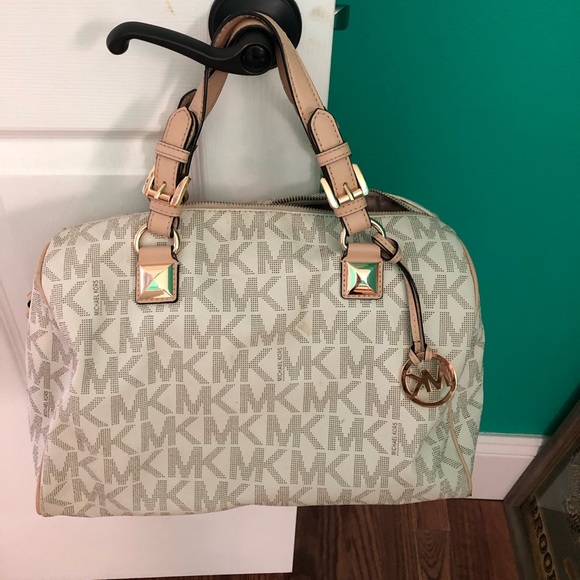 Michael Kors Grayson Large White Logo Satchel - Picture 1 of 6